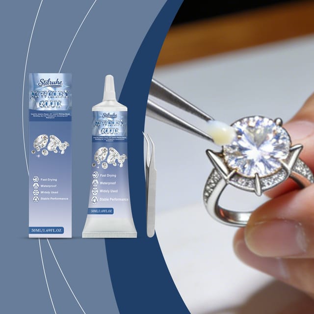 Diy-schmuckkleber – Transparent, Wasserfest Und Nahtlos Zum Kleben Und Fassen Von Diamanten – 50 Ml + Pinzette