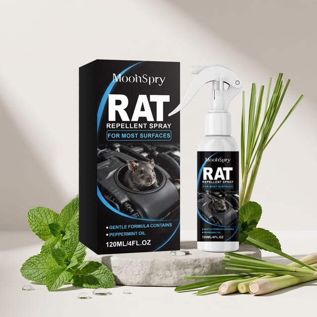 Nagetierabwehrspray, Mit Duftstoffen Zur Abwehr Von Nagetieren, Rückstandsfrei, Für Verschiedene Anwendungen Im Haushalt Geeignet – 120 Ml