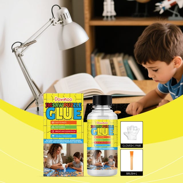 Puzzlekleber-set – Transparent, Praktisch Für Diy-puzzles, Büro, Haushalt Und Den Täglichen Gebrauch – 30 Ml + 1 Paar Handschuhe + 1 Pinsel