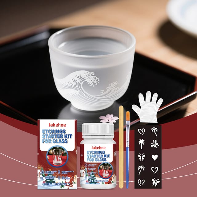 Set Zum Gravieren Von Mattiertem Glas, Lichtechte Gravuren Für Tassen, Handliches Format, Künstlerischer Stil – 100 G + Pinsel + Rührstab + Ein Paar Einweghandschuhe