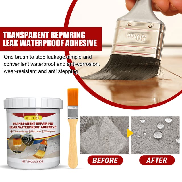 Wasserdichte Dichtmasse, Transparente, Auslaufsichere Beschichtung Zur Reparatur Von Badezimmerböden Tiefenwirksames Imprägniermittel Für Ein Glänzendes Finish – 100 G + Pinsel