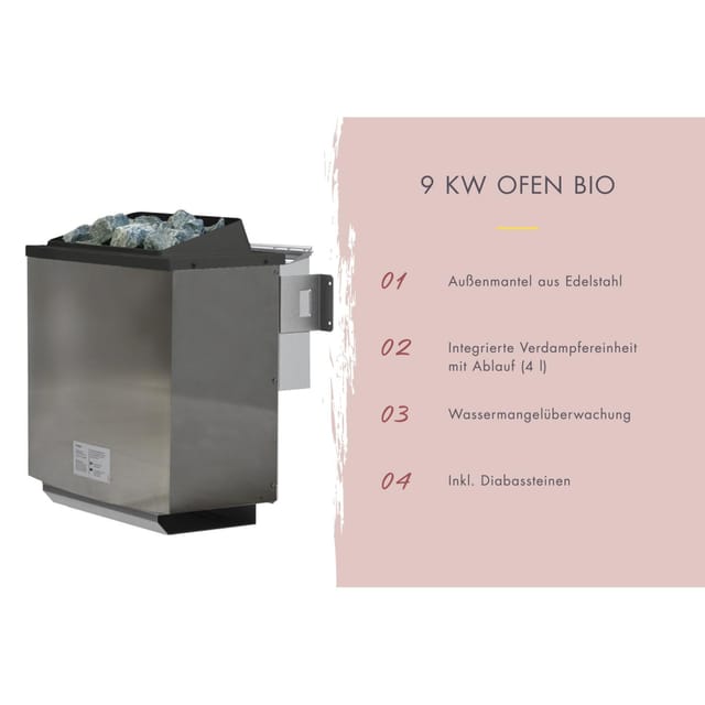 Karibu Woodfeeling Fasssauna 1,5, mit Ofen 9 kW Bio ext. Strg