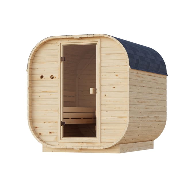 Karibu Woodfeeling Fasssauna Quadro 2 naturbelassen, ohne Ofen