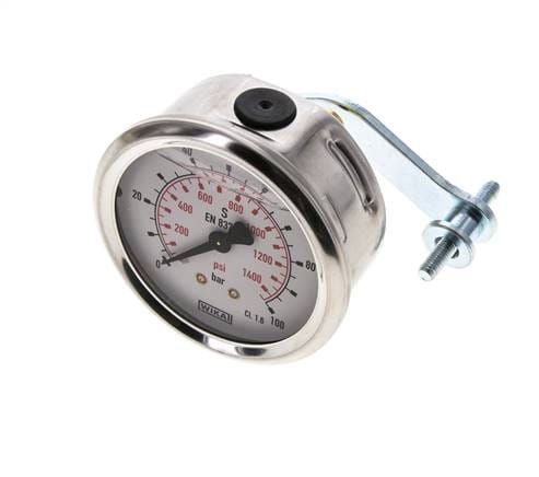 Glycerin-Manometer G1/4 Anschluss hinten 0 bis 100 bar 63mm WIKA