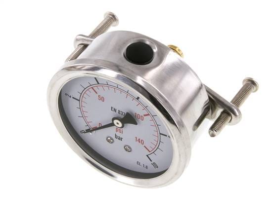 Glycerin-Manometer G1/4 Anschluss hinten 0 bis 10 bar 63mm