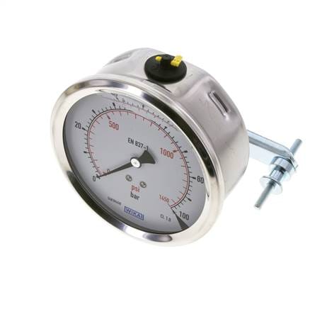Glycerin-Manometer G1/2 Anschluss hinten 0 bis 100 bar 100mm WIKA