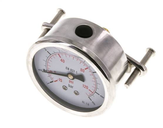 Glycerin-Manometer G1/4 Anschluss hinten -1 bis 9 bar 63mm