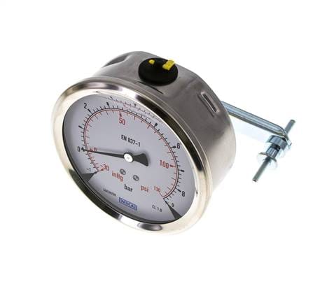 Glycerin-Manometer G1/2 Anschluss hinten -1 bis 9 bar 100mm WIKA