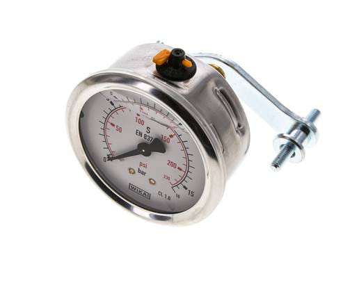 Glycerin-Manometer G1/4 Anschluss hinten 0 bis 16 bar 63mm WIKA