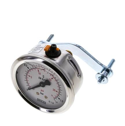 Glycerin-Manometer G1/4 Anschluss hinten 0 bis 1,6 bar 63mm WIKA