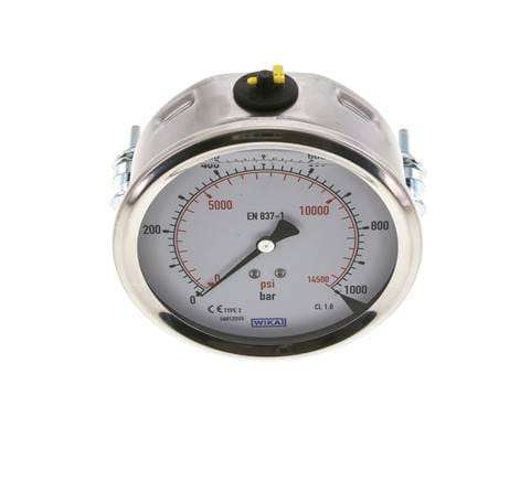 Glycerin-Manometer G1/2 Anschluss hinten 0 bis 1000 bar 100mm WIKA