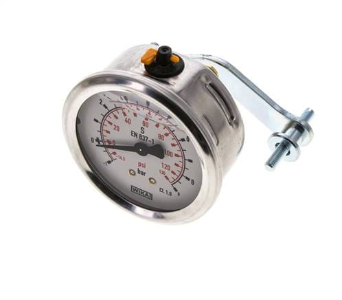 Glycerin-Manometer G1/4 Anschluss hinten -1 bis 9 bar 63mm WIKA