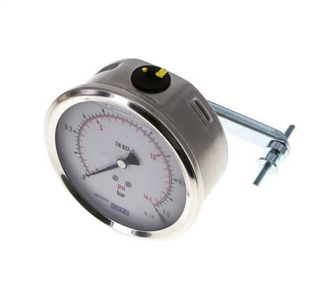 Glycerin-Manometer G1/2 Anschluss hinten 0 bis 1 bar 100mm WIKA