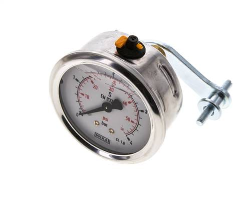 Glycerin-Manometer 1/2 NPT Anschluss hinten 0 bis 4 bar 63mm WIKA