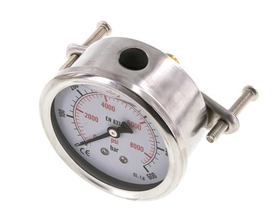 Glycerin-Manometer G1/4 Anschluss hinten 0 bis 600 bar 63mm