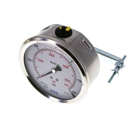Glycerin-Manometer G1/2 Anschluss hinten 0 bis 600 bar 100mm WIKA