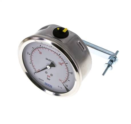 Glycerin-Manometer G1/2 Anschluss hinten 0 bis 10 bar 100mm WIKA
