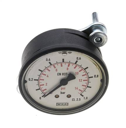 Kunststoff-Glycerin-Manometer G1/4 Anschluss hinten 0 bis 1 bar 63mm WIKA