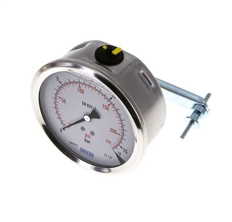Glycerin-Manometer G1/2 Anschluss hinten 0 bis 16 bar 100mm WIKA