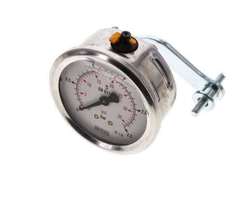Glycerin-Manometer G1/4 Anschluss hinten 0 bis 2,5 bar 63mm WIKA