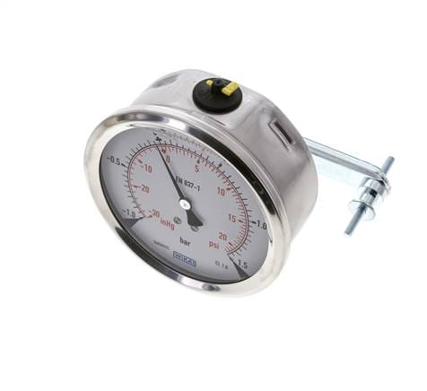 Glycerin-Manometer G1/2 Anschluss hinten -1 bis 1,5 bar 100mm WIKA