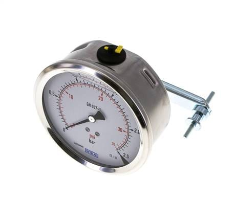 Glycerin-Manometer G1/2 Anschluss hinten 0 bis 2,5 bar 100mm WIKA
