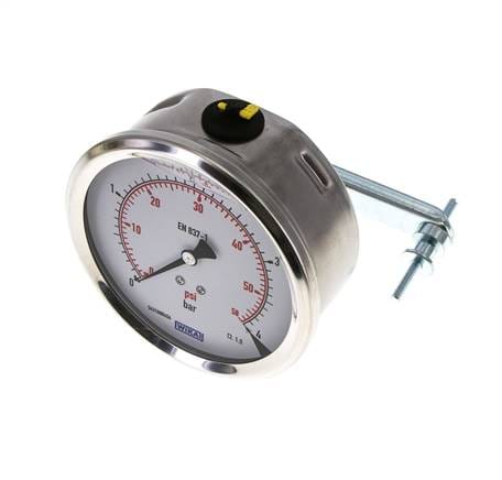 Glycerin-Manometer G1/2 Anschluss hinten 0 bis 4 bar 100mm WIKA