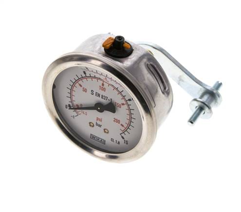 Glycerin-Manometer G1/4 Anschluss hinten -1 bis 15 bar 63mm WIKA