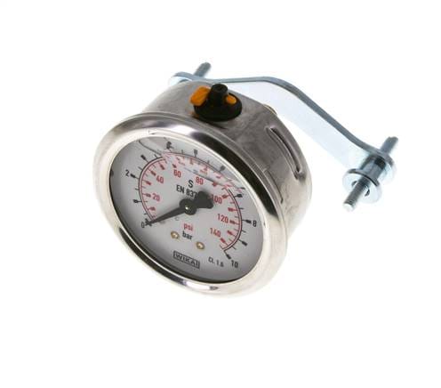 Glycerin-Manometer G1/4 Anschluss hinten 0 bis 10 bar 63mm WIKA