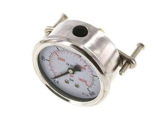 Glycerin-Manometer G1/4 Anschluss hinten 0 bis 1000 bar 63mm