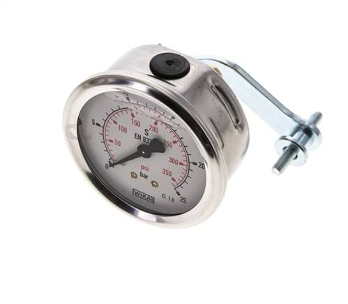 Glycerin-Manometer G1/4 Anschluss hinten 0 bis 25 bar 63mm WIKA
