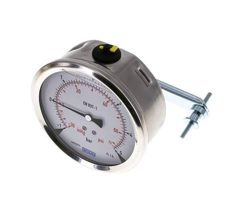 Glycerin-Manometer G1/2 Anschluss hinten -1 bis 5 bar 100mm WIKA