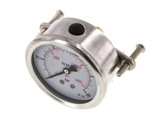 Glycerin-Manometer G1/4 Anschluss hinten 0 bis 100 bar 63mm