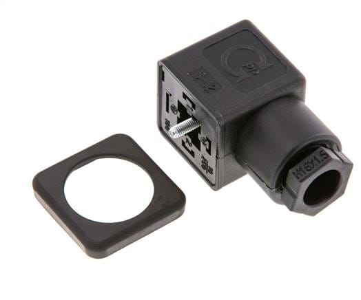 Magnetventil-Steckverbinder DIN 43650 Form A mit 3 Kontakten, Baugröße 3, M16x1.5, 28mm, schwarz