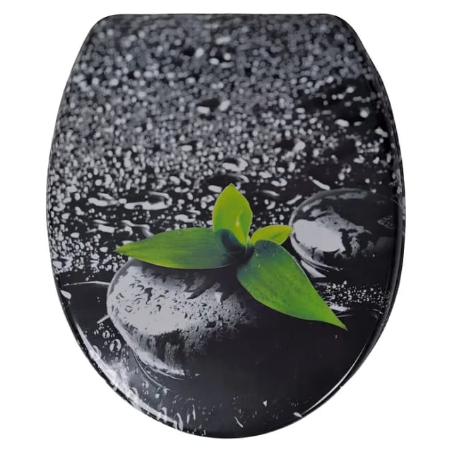 Sanicomfort WC-Sitz Dark Wet Stone (Duroplast, Schwarz, Mit Absenkautomatik)