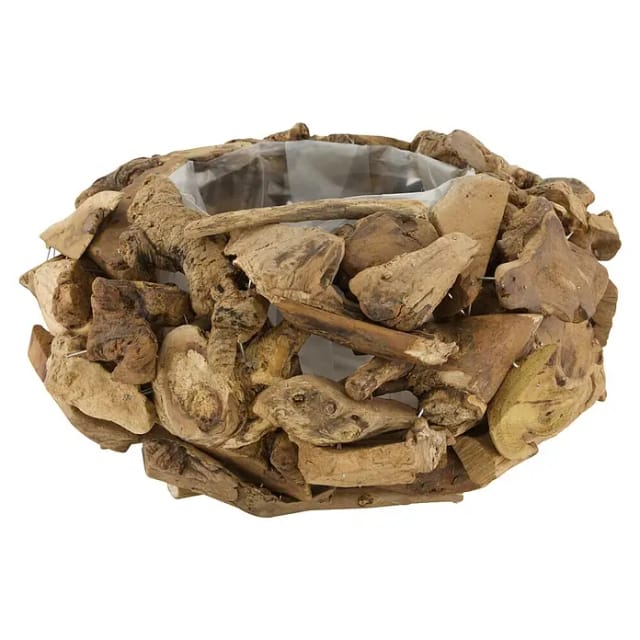 Pflanzkorb (Außenmaß (Ø x H): 29 x 15 cm, Holz, Natur)