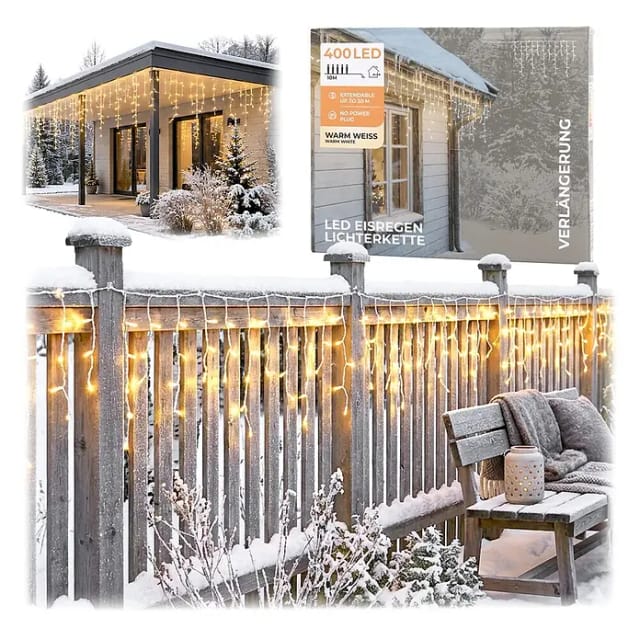 Nordstern LED-Lichterkette Eisregen (Außen, Lichtfarbe: Warmweiß, Anzahl Leuchtmittel: 400 Stk., Netzbetrieben)