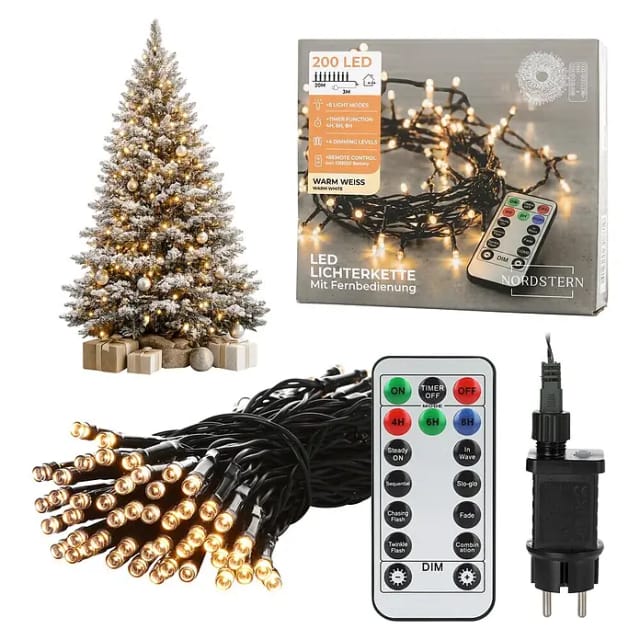 Nordstern LED-Lichterkette (Außen, Lichtfarbe: Warmweiß, Anzahl Leuchtmittel: 200 Stk., Netzbetrieben)