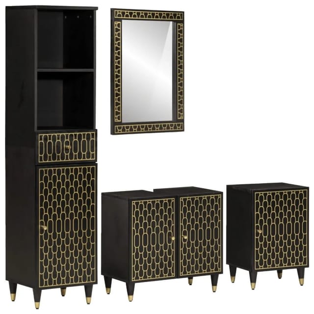 vidaXL 4-Tlg Badmöbel-Set Massivholz Mango 3206327