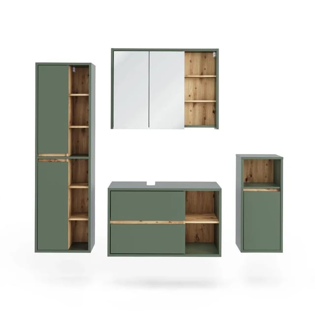 Vicco Badmöbel-Set Viola Grün/Artisan-Eiche 100 x 60 4-teilig Art Nr 55211