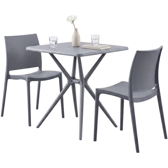 CLP Gartenmöbel-Set Amino mit 2 Stühlen Farbe: grau