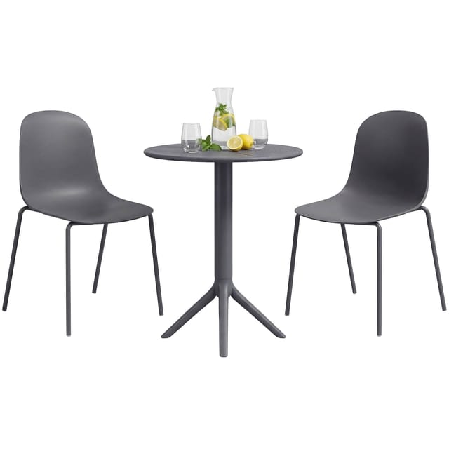 CLP Gartenmöbel-Set Torin mit 2 Stühlen Farbe: dunkelgrau