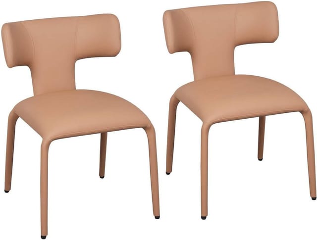 Woltu 2x Esszimmerstühle Küchenstühle Mit Rückenlehne Metallgestell, Kunstleder Polsterstuhl, 150 Kg Belastbar, Für Küche Wohnzimmer Schlafzimmer, Hellkamelbraun