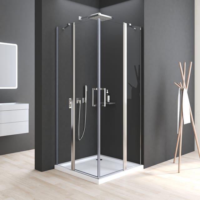 Duschkabine 90x90 Cm Pendeltür Eckeinstieg, Duschkabine 90x90 Cm Eckeinstieg Pendeltür Dusche Duschabtrennung Mit 6mm Nano Esg Sicherheitsglas Glas Duschwand, Dusche Pendeltür Höhe: 185cm