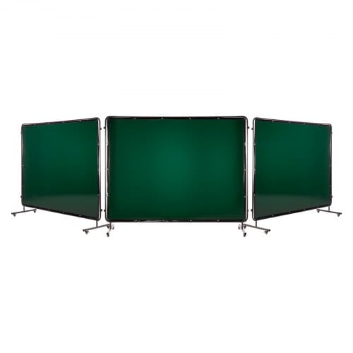 Schweißvorhang Mit Rahmen, 3-teilig, 1740 X 2340 Mm, Flammhemmende Vinyl-schweißschutzwand Mit 12 Rädern & 6-stufigem Uv-schutz Für Werkstatt-/industrieanwendungen, Dunkelgrün