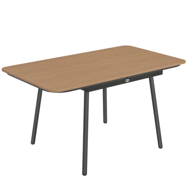 Gartentisch 140 X 80 Cm Für 6 Personen, Wpc-tischplatte In Holzoptik, Metall, Teak
