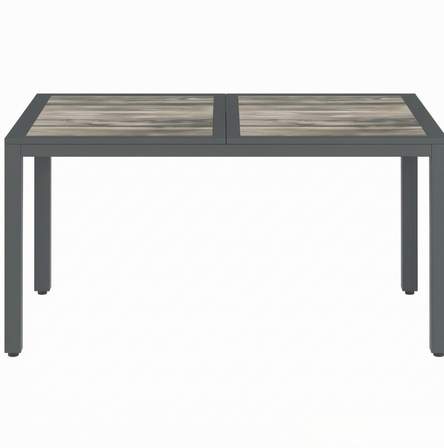 Gartentisch 140 X 80 X 72 Cm, Dunkelgrau, Mit Gestell Aus Verzinktem Stahl