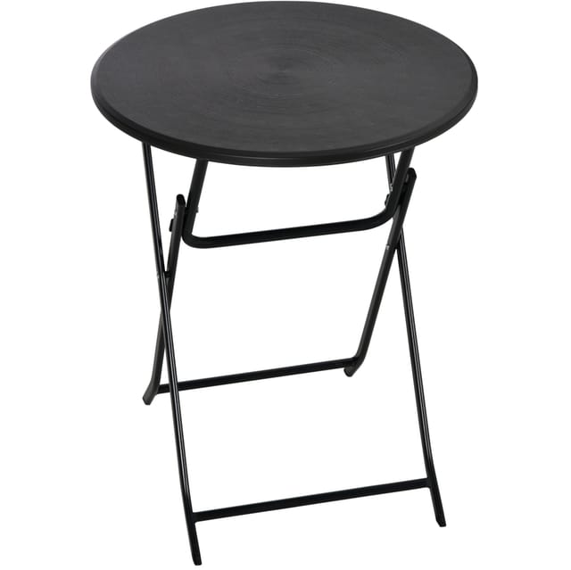 Runder Klappbarer Gartentisch Ø 60 Cm In Holzoptik, Dunkelgrau