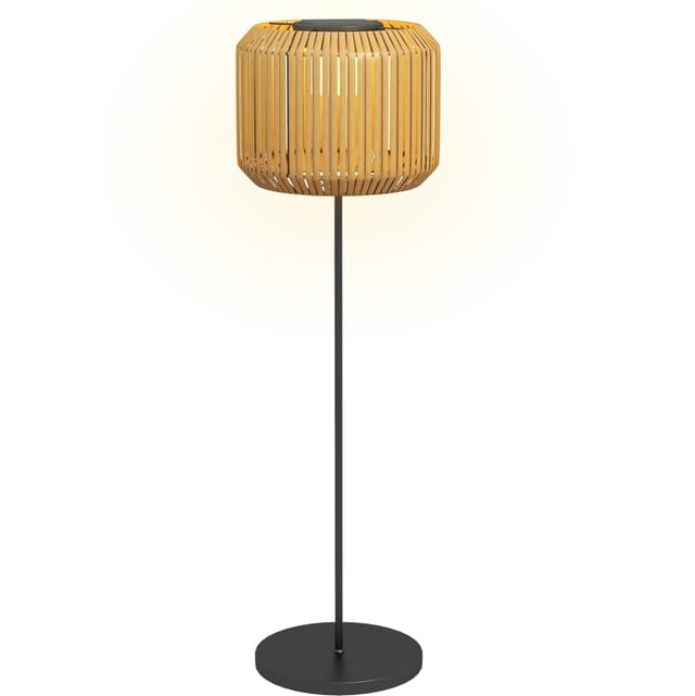 Solar-außenleuchte In Rattanoptik, Warmweißes Led-licht, Ip44, Stahl, 130 Cm