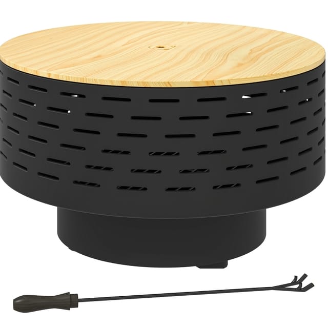 Homvra 3-in-1-feuerschale Ø 60 X 39 Cm Aus Edelstahl Mit Grillrost, Windschutz Und Schürhaken